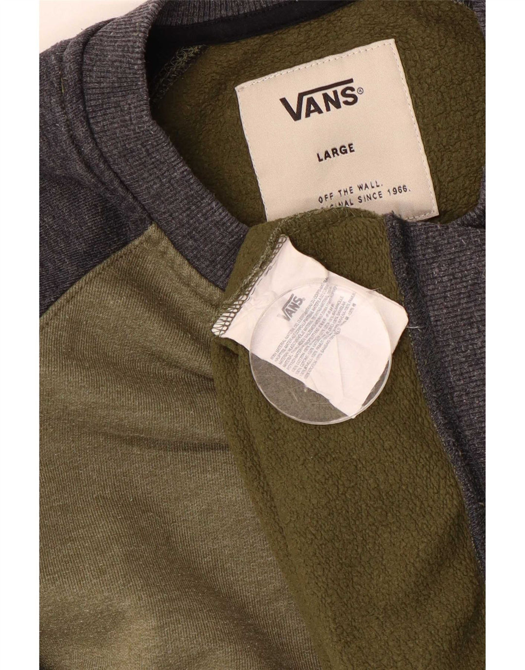 Felpa da uomo Vans, maglione grande, cotone color block color kaki
