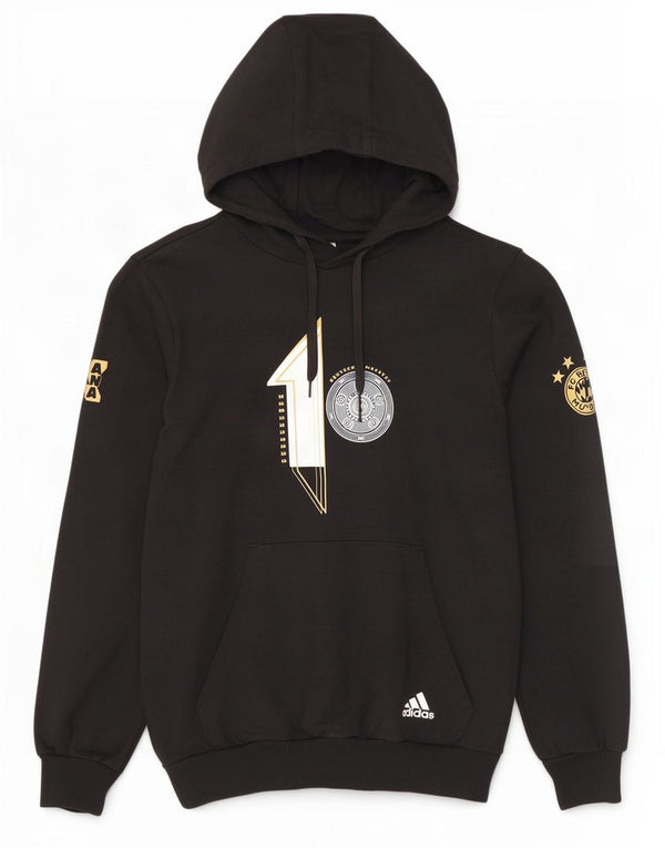 Felpa con cappuccio grafica da uomo Adidas FC Bayern Munchen piccola in cotone nero