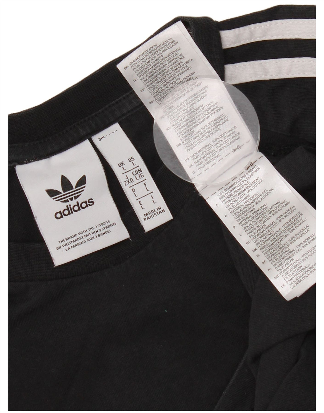 Top Adidas da uomo a manica lunga grande in cotone nero