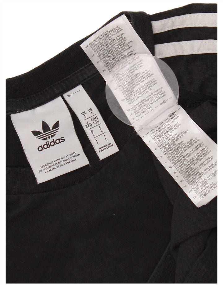 Top Adidas da uomo a manica lunga grande in cotone nero