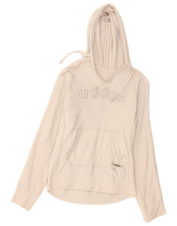 Felpa con cappuccio grafica da donna Adidas UK 10 piccola in cotone bianco
