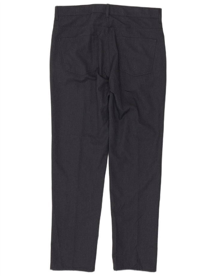 Pantaloni da abito dritti da uomo Marks & Spencer W34 L33 poliestere blu navy