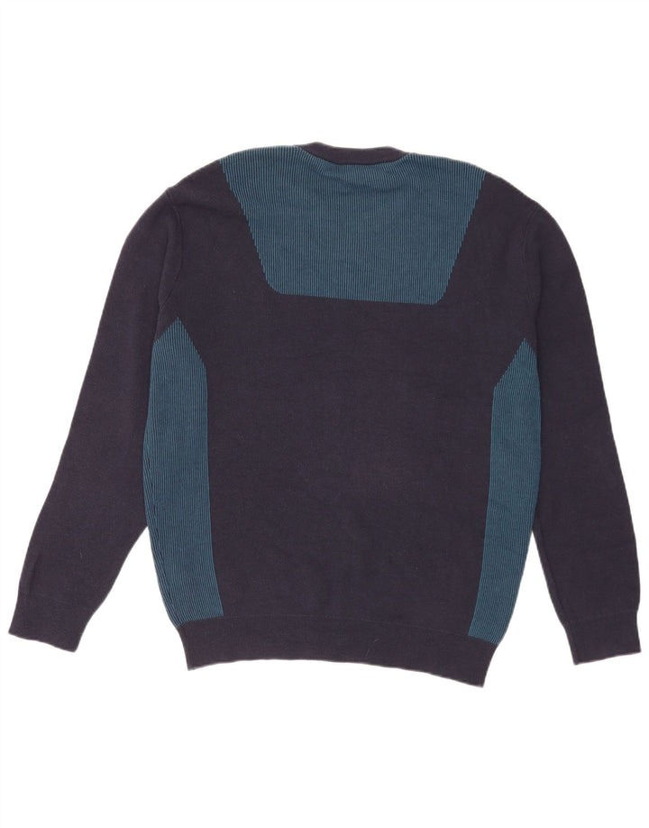 Maglione maglione girocollo da uomo Lacoste taglia 4 blocco colore blu navy medio