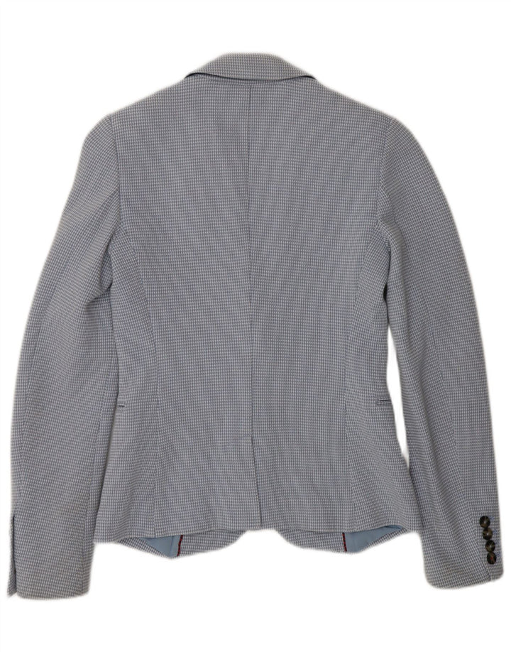 TOMMY HILFIGER Womens 2 Button Blazer Jacket US 2 XS Blue Check Cotton