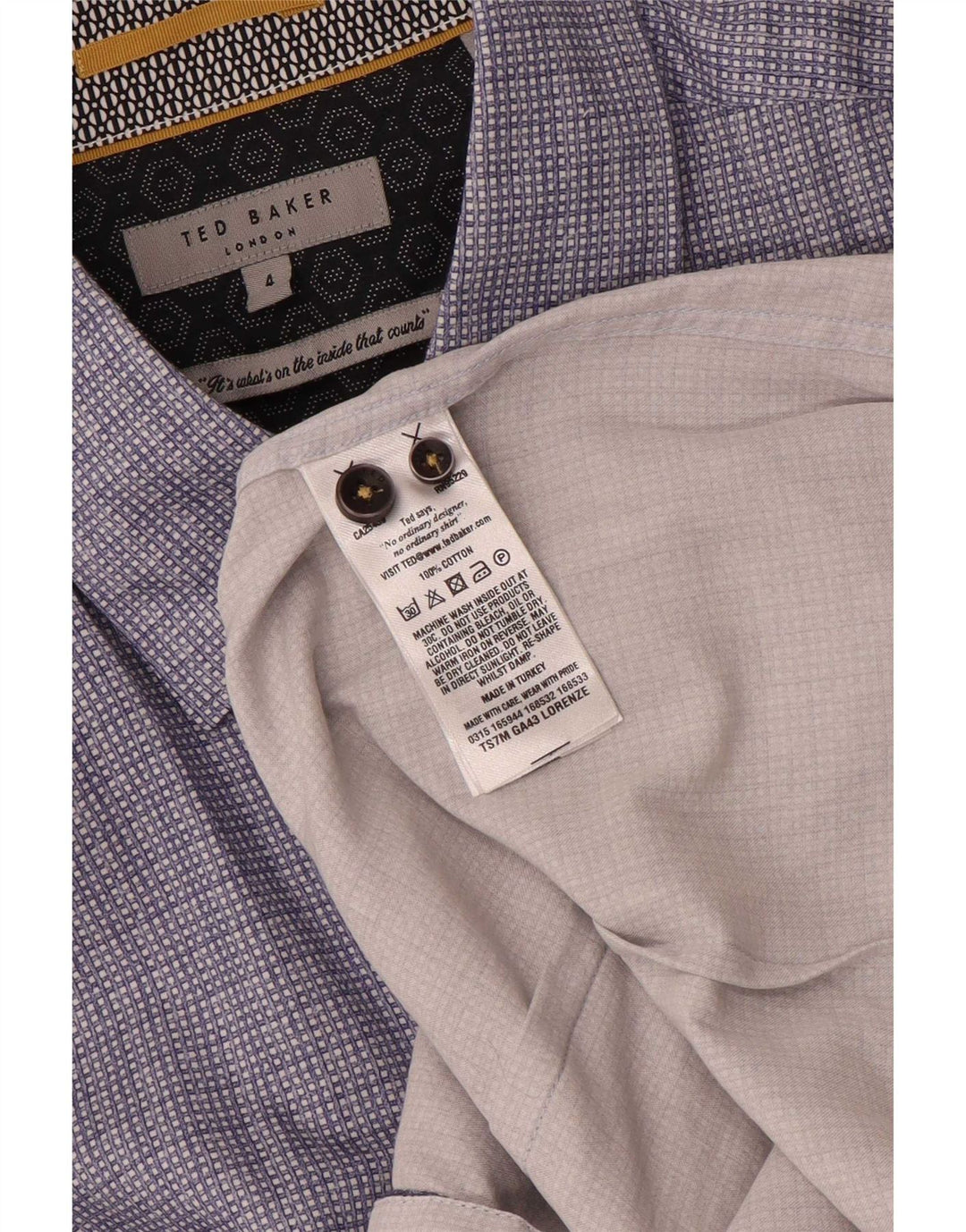 Ted Baker Camicia a maniche corte da uomo Taglia 4 Large Blu Navy in cotone geometrico