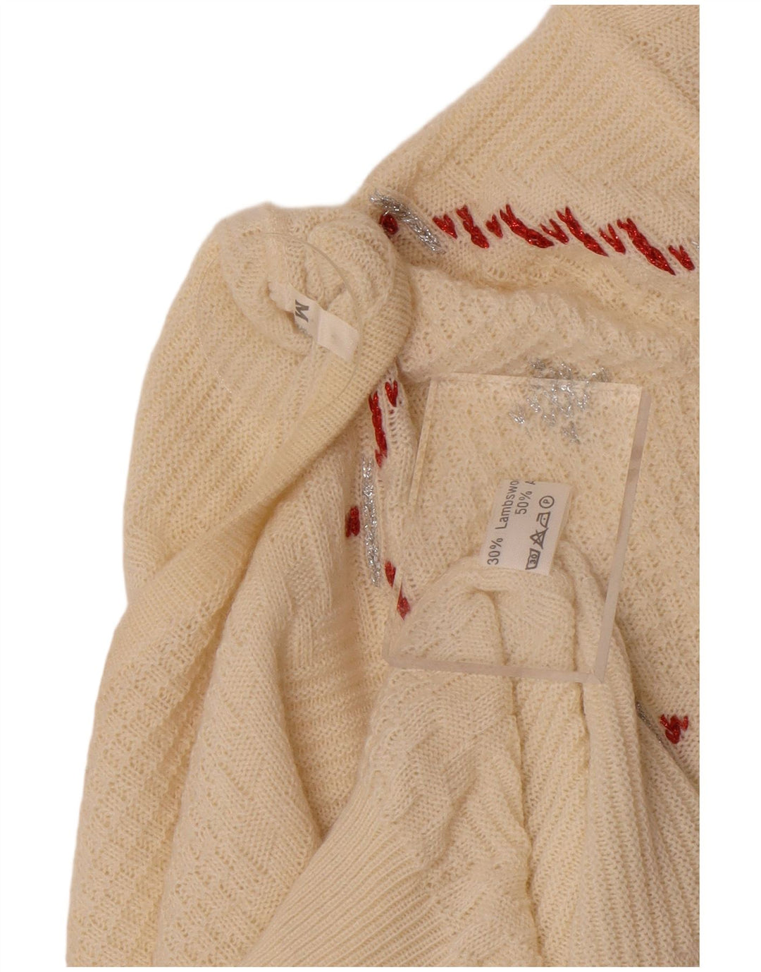 Maglione maglione vintage da donna con scollo a barca UK 14 medio bianco sporco