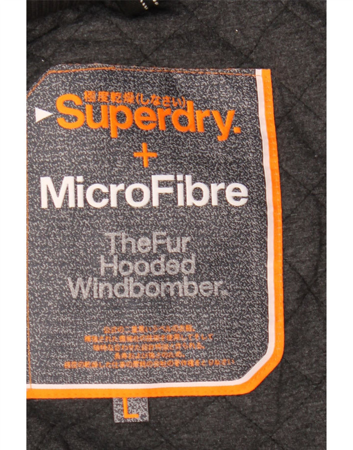 Giubbotto bomber con cappuccio da donna Windbomber Superdry UK 16 grande poliestere nero