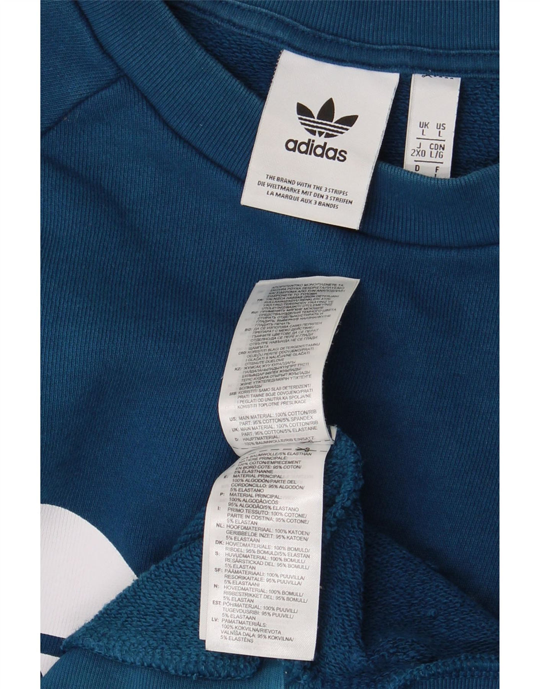 Felpa grafica da uomo ADIDAS, maglione grande, cotone blu
