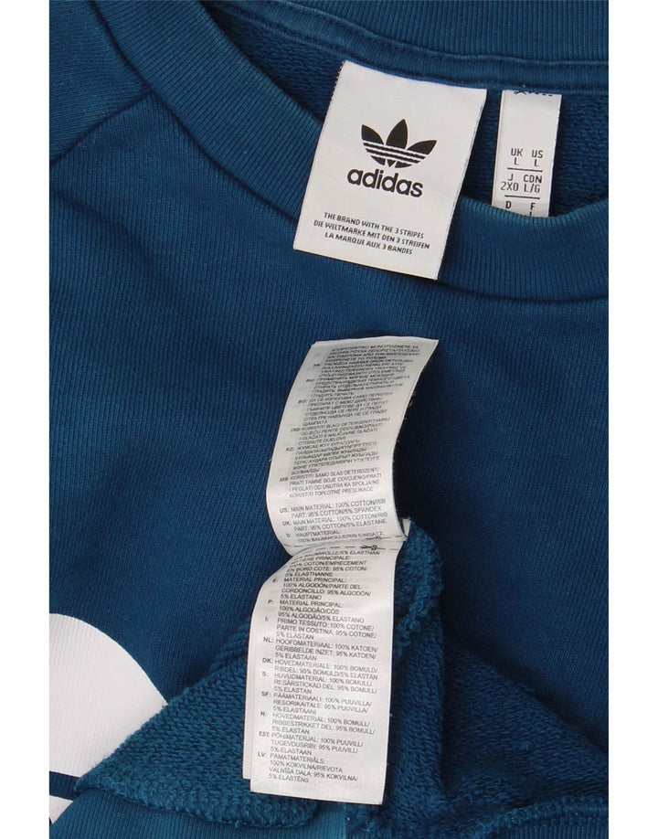 Felpa grafica da uomo ADIDAS, maglione grande, cotone blu