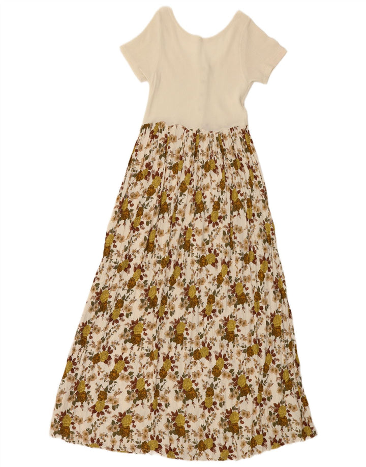 Abito lungo da donna VINTAGE UK 4 XS bianco sporco floreale