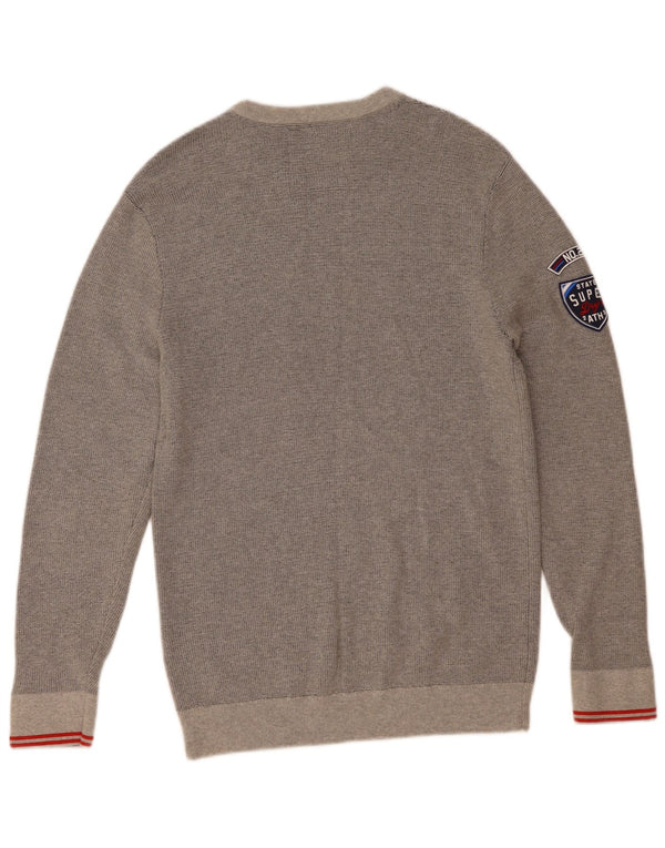 Felpa con grafica da donna Superdry Maglione UK 18 XL Cotone chiazzato grigio