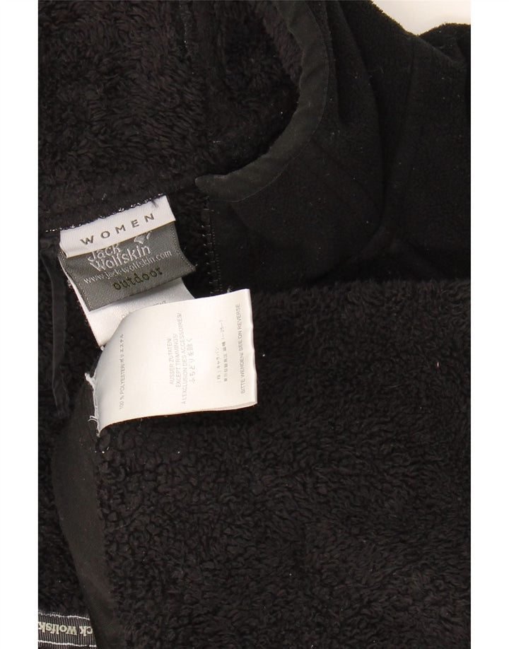 JACK WOLFSKIN Womens Hooded Fleece Jacket UK 10 Small Black Polyester