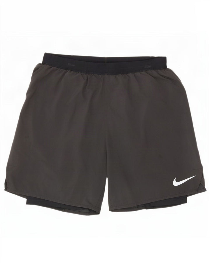 Pantaloncini sportivi Nike Dri Fit da uomo, grandi, in poliestere color block grigio