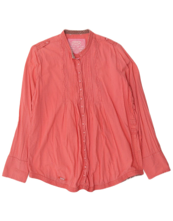 Camicia da smoking militare da donna Superdry UK 16 grande cotone rosa