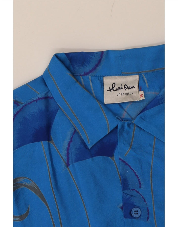 VINTAGE Mens Abstract Pattern Short Sleeve Shirt Medium Blue Hawaiian Vintage Vintage and Second-Hand Vintage from Messina Hembry 