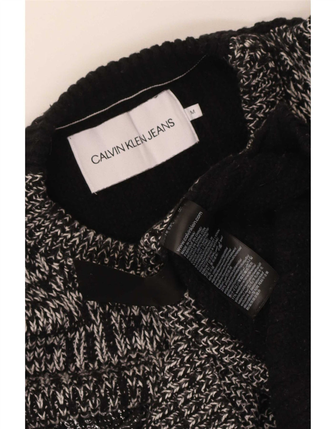 Maglione maglione girocollo da uomo Calvin Klein Jeans grigio medio chiazzato