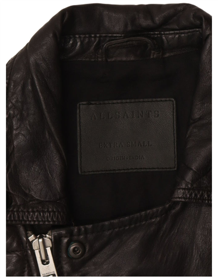 Giacca da motociclista in pelle da uomo All Saints UK 36 Piccolo motociclista in pelle nera
