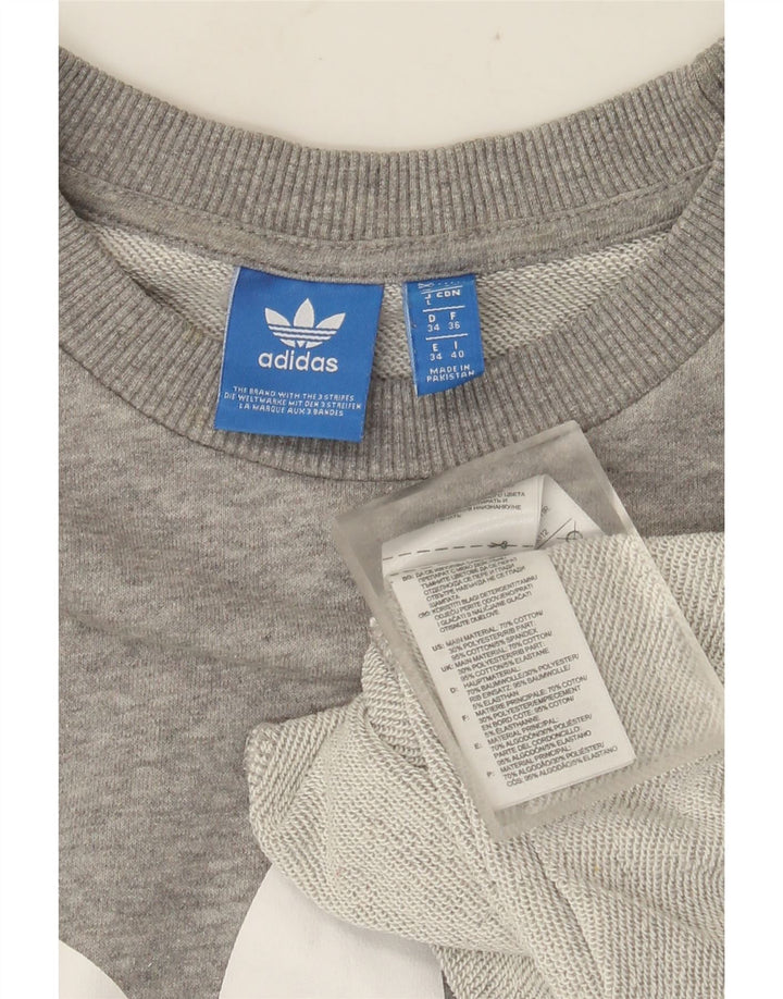 Felpa grafica da donna Adidas Jumper UK 8 Small Grey Colourblock