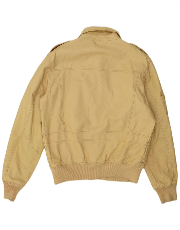 Giacca in pelle vintage da uomo IT 50 grande in pelle gialla