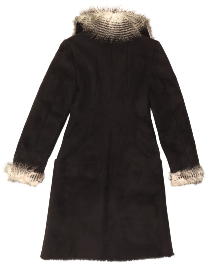 Cappotto Sherpa vintage da donna IT 40 piccolo nero