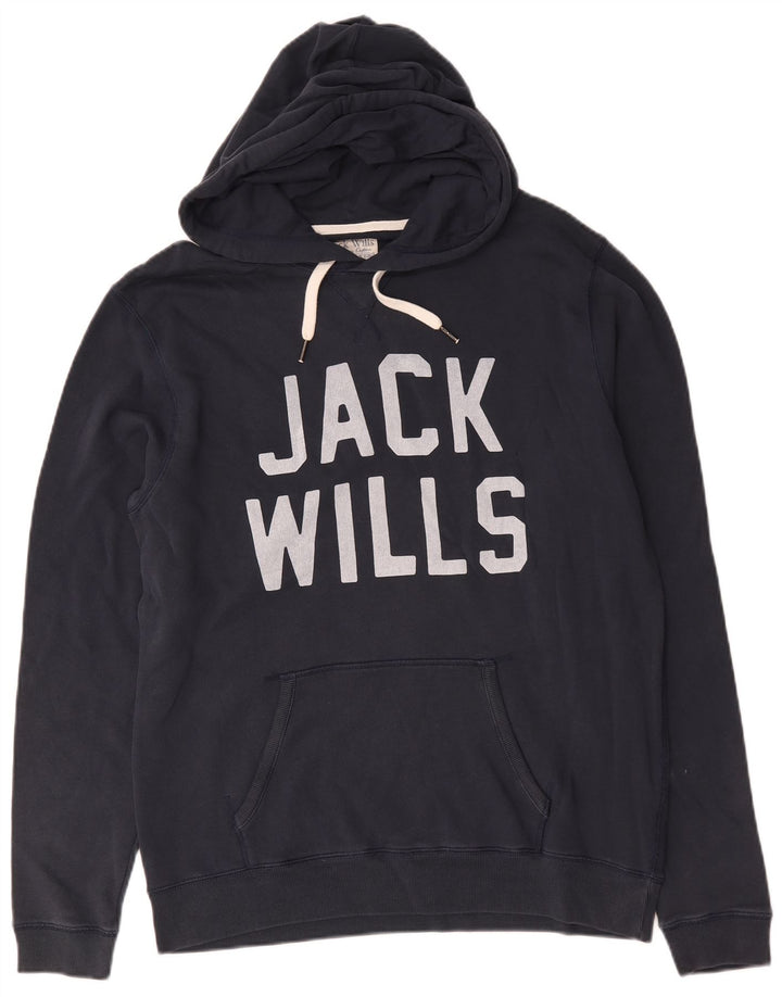 Maglione con cappuccio grafico da uomo Jack Wills in cotone blu navy medio