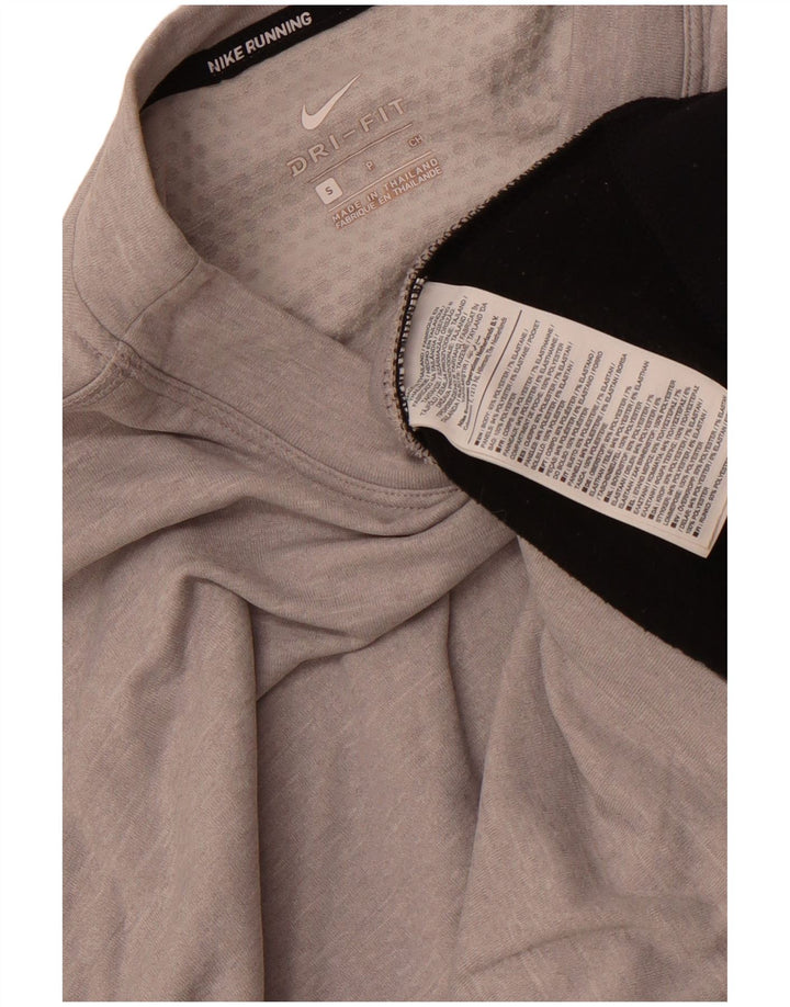 Maglia Nike Dri Fit da donna a maniche lunghe UK 10 Small Grigio Colourblock in poliestere