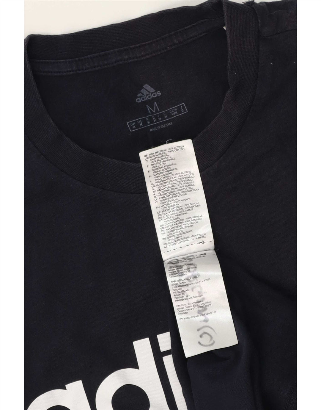 T-shirt grafica da uomo Adidas Top in cotone blu navy medio
