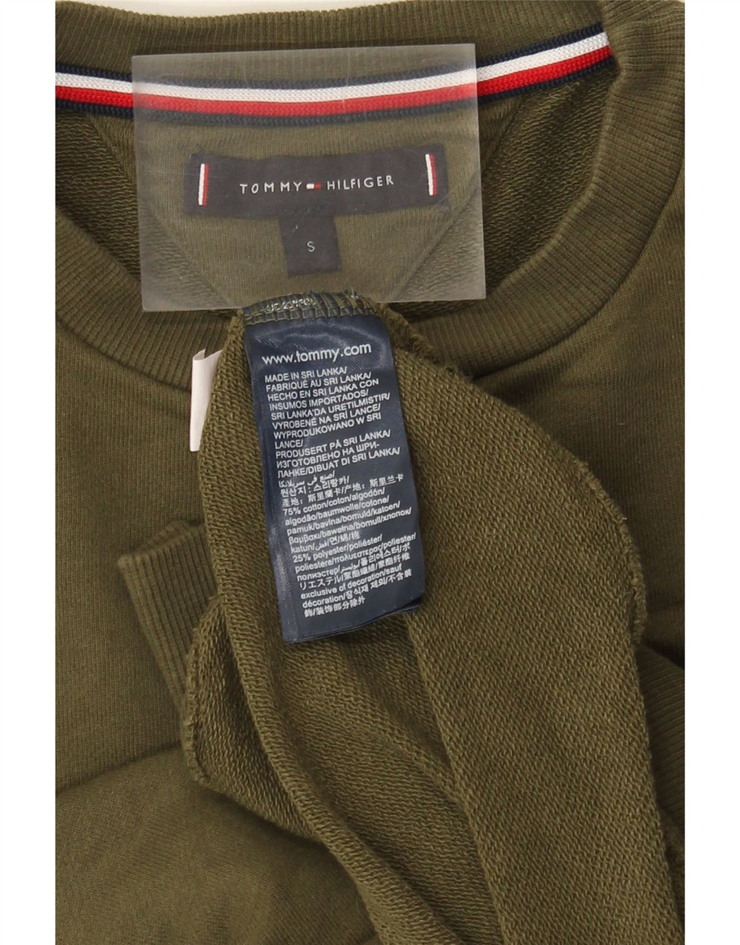 Tommy Hilfiger Felpa grafica da uomo Maglione piccolo cotone kaki