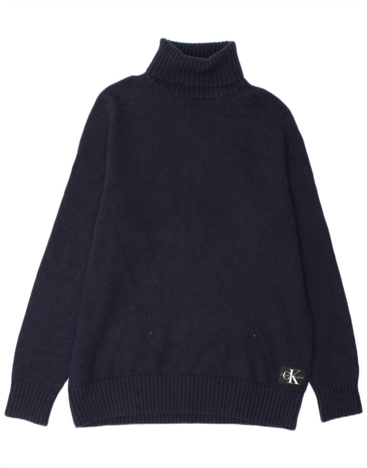 Calvin Klein Jeans Maglione maglione a collo alto da uomo in cotone blu navy medio