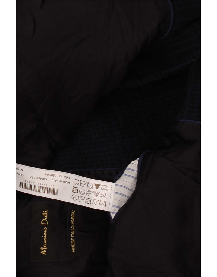 Cappotto da uomo Massimo Dutti EU 48 medio in lana pied de poule blu navy