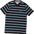 PENGUIN Mens T-Shirt Top Medium Navy Blue Striped Cotton Vintage Penguin and Second-Hand Penguin from Messina Hembry 