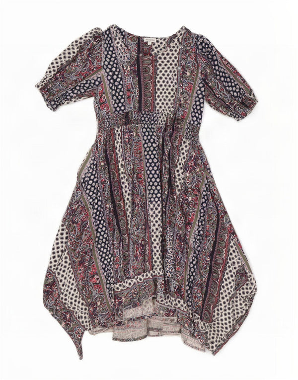 Abito asimmetrico da donna Monsoon UK 14 Grande cotone Paisley multicolore