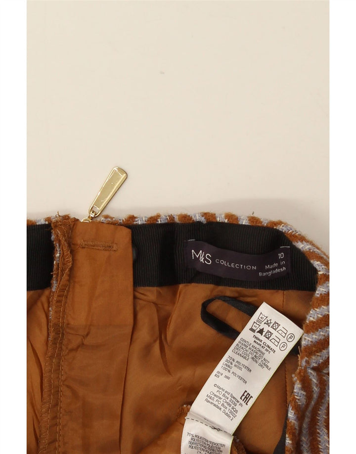 Minigonna da donna Marks & Spencer UK 10 piccola W30 marrone a spina di pesce