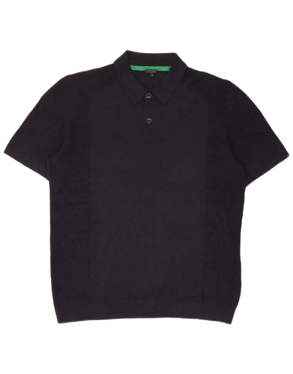 Ted Baker Maglione da uomo a maniche corte con collo a polo taglia 4 grande blu navy