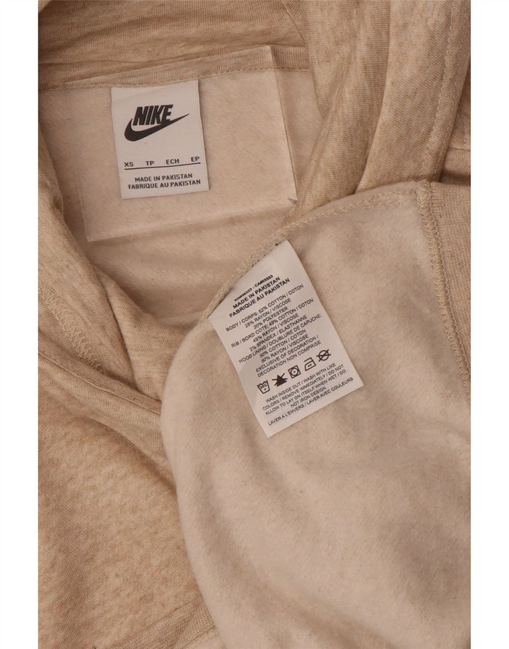 Felpa con cappuccio da donna NIKE UK 6 XS cotone screziato beige