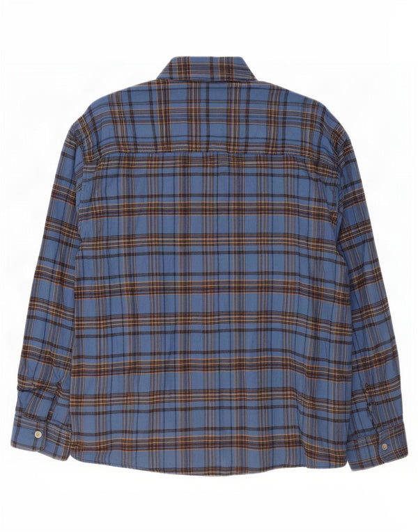 American Eagle Camicia da uomo in flanella dalla vestibilità rilassata, grande cotone scozzese blu