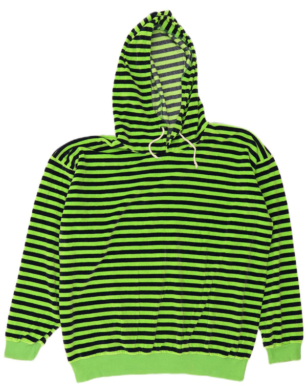 Maglione vintage con cappuccio in velluto da uomo XL a righe verdi