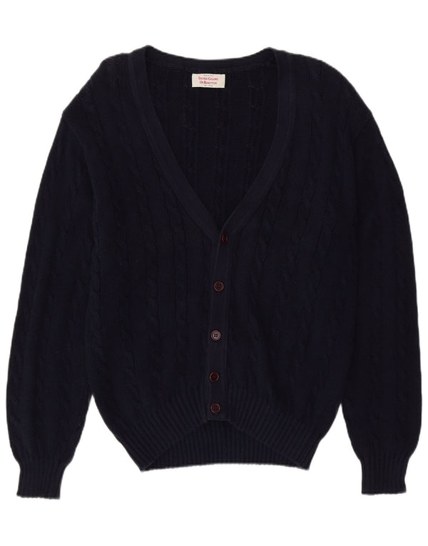 Maglione cardigan da uomo BENETTON grande in cotone blu navy