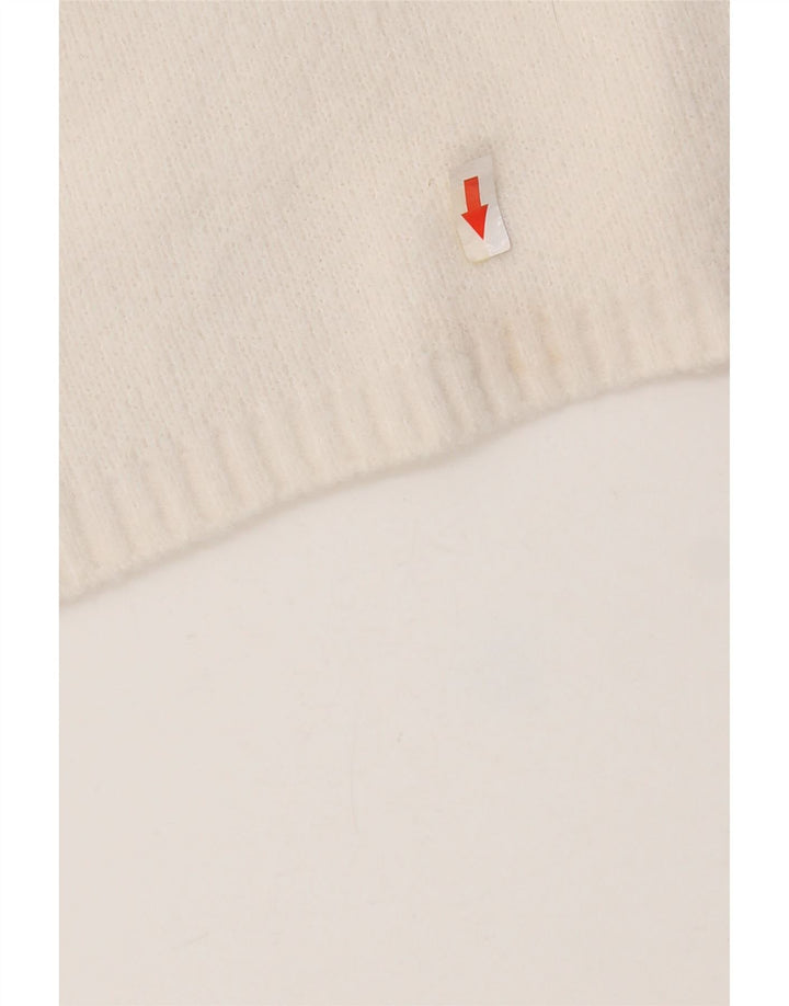 Maglione corto girocollo da donna Zara UK 14 nylon bianco medio