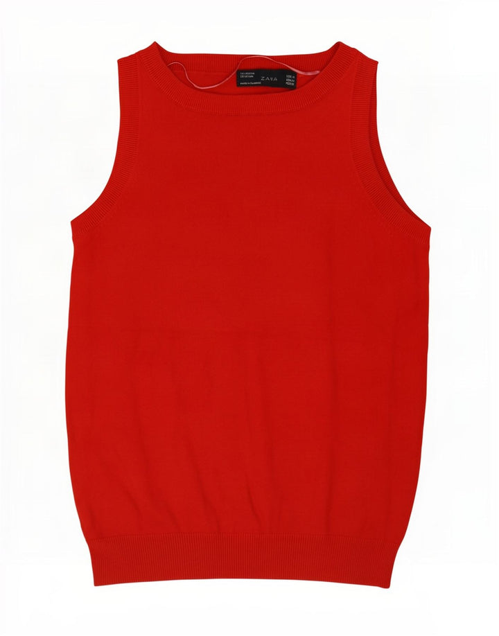 Canotta canotta da donna Zara UK 12 rosso medio in cotone