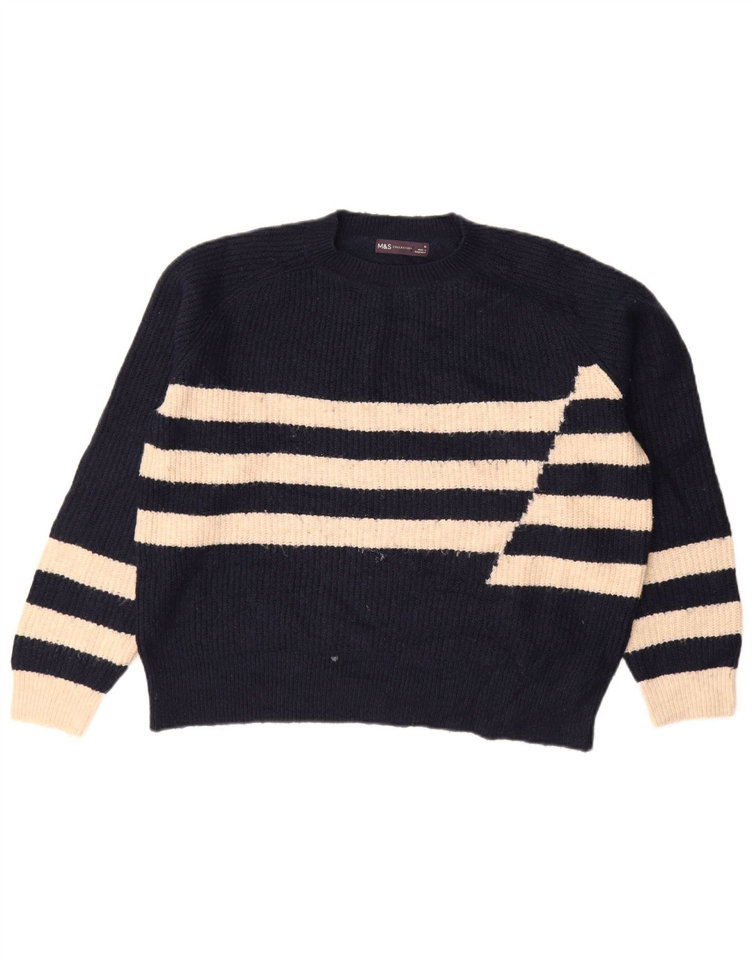 Maglione maglione girocollo da donna Marks & Spencer UK 14 blu navy medio