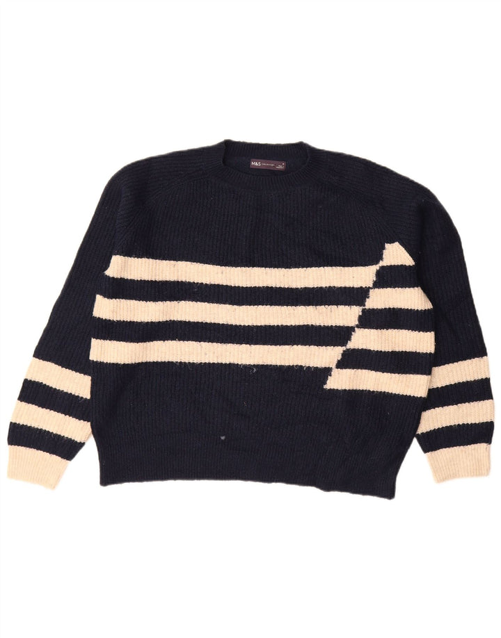 Maglione maglione girocollo da donna Marks & Spencer UK 14 blu navy medio