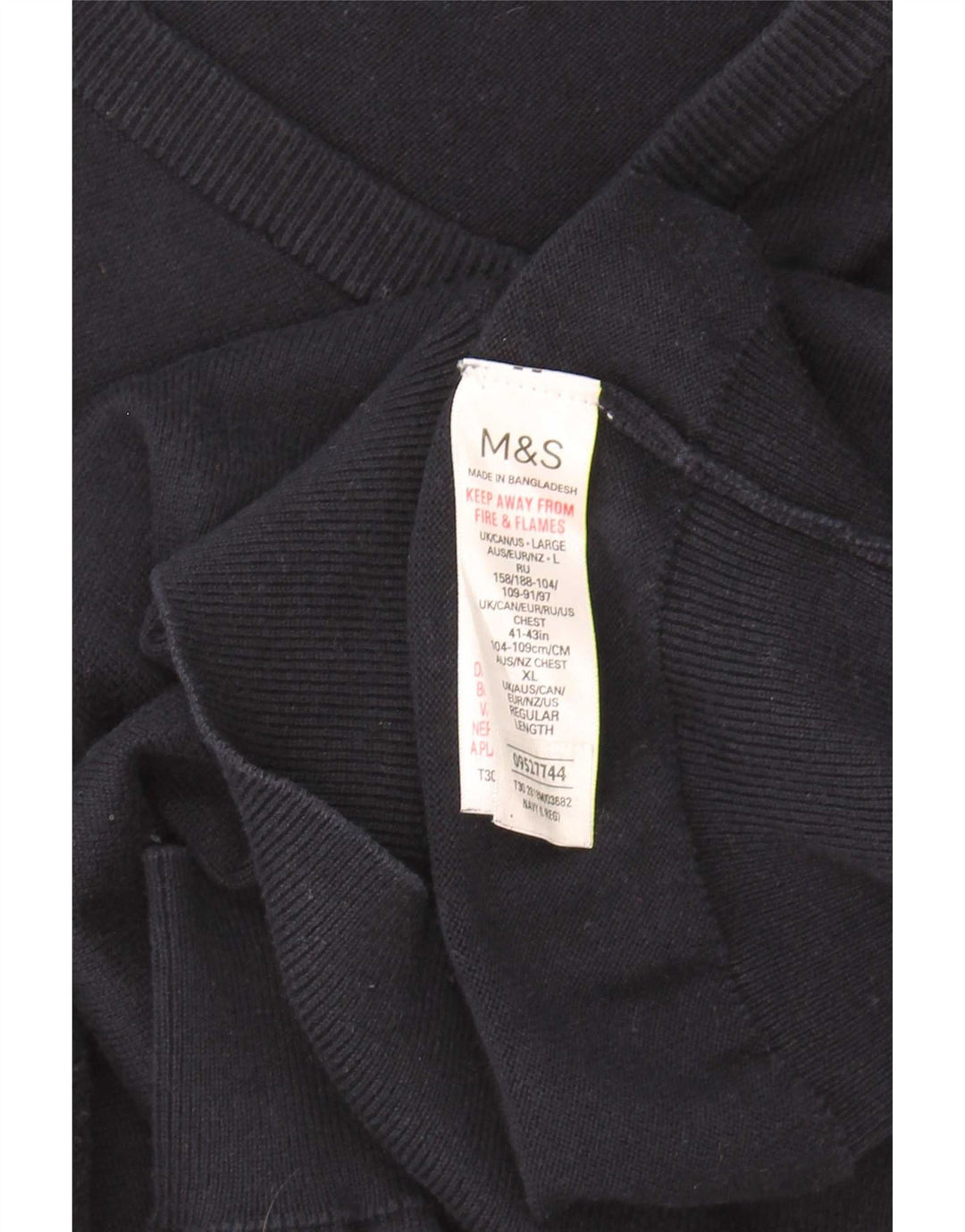 Maglione da uomo con scollo a V Marks & Spencer grande in cotone blu navy