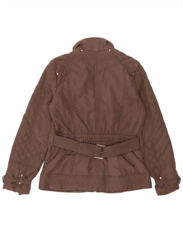 Giacca trapuntata da donna Zara UK 16 grande poliestere marrone