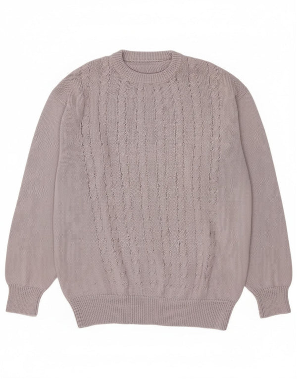 Maglione maglione girocollo da donna vintage UK 18 XL cotone viola