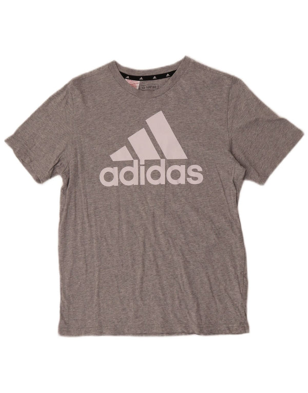T-shirt grafica Adidas da bambino 13-14 anni in cotone grigio puntinato