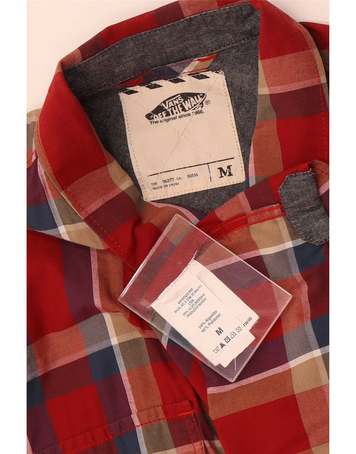 Camicia a maniche corte da uomo Vans in cotone a quadri rossi medi