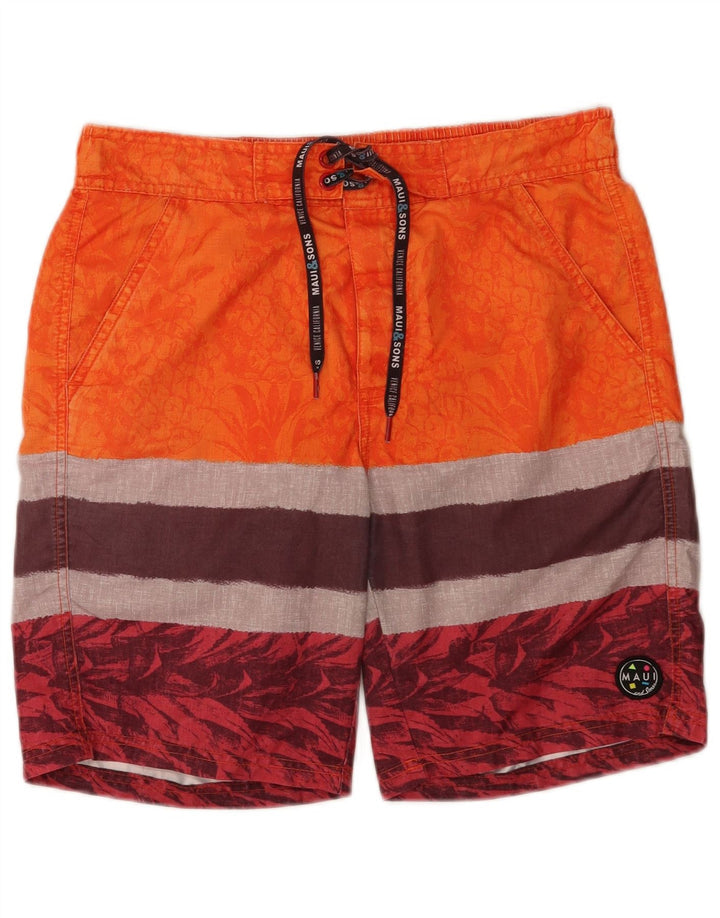 Pantaloncini da bagno da uomo Maui and Sons, poliestere color block arancione medio