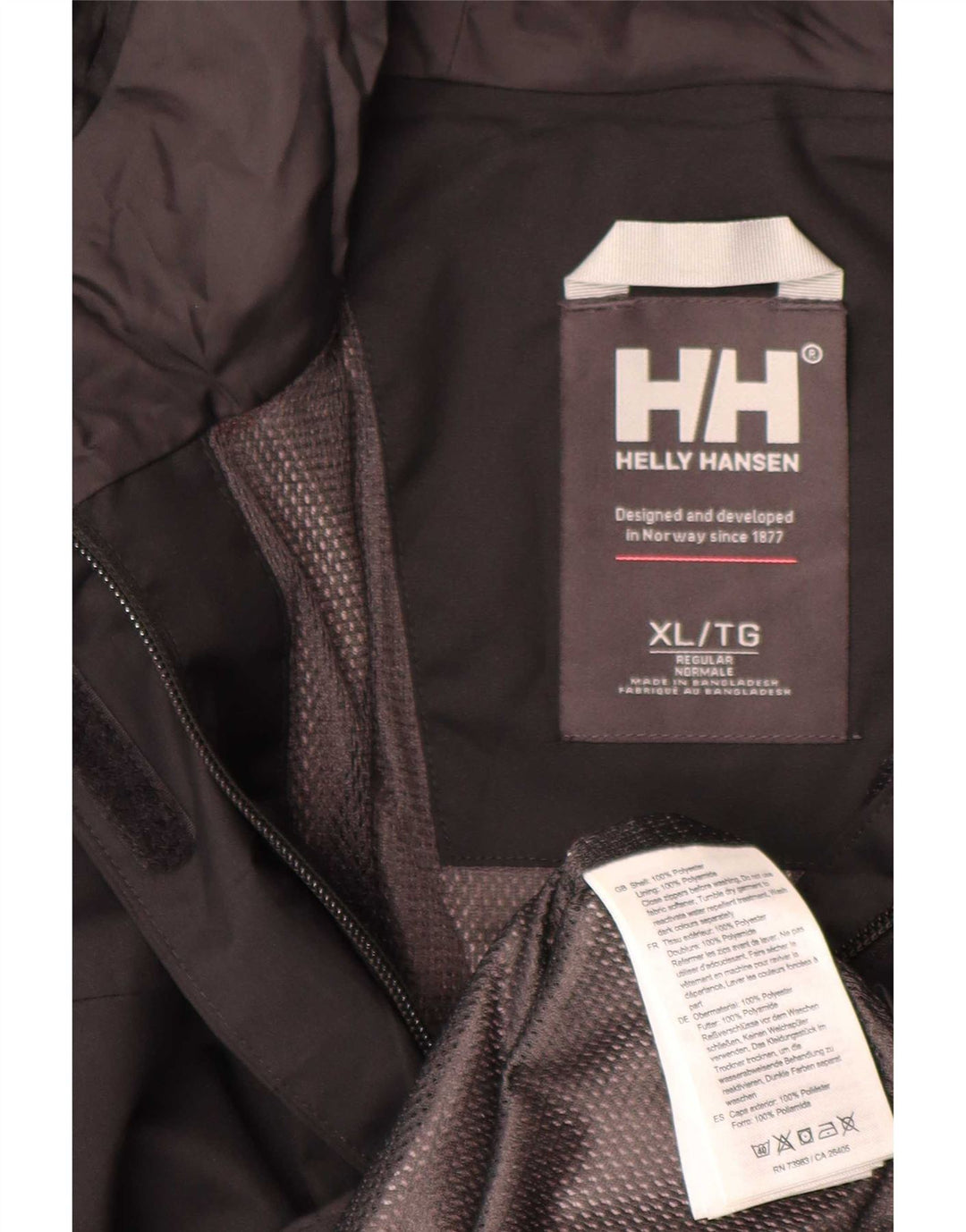 Giacca antipioggia con cappuccio da donna Helly Hansen UK 18 XL poliestere nero