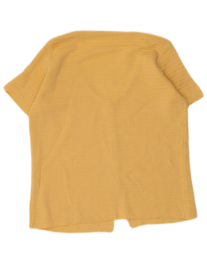 Maglione cardigan a maniche corte da donna vintage UK 10 piccolo giallo